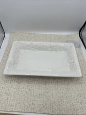 Over and Back Serving Dish Ceramic Rectangle Raised Fruits Made in Italy 