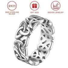 925 Sterling Silver 6mm Unisex Celtic Trinity Knot Ring size P in Gift Box