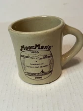 Monmouth stoneware coffee mug moormans feed 1885-1980 service and quality farm 