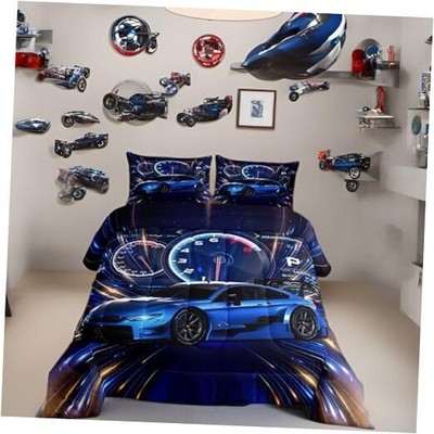  Blue Race Car Comforter Set Extreme Speed Sports Bedding for Full Multi 26
