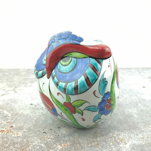 Statua gufo in ceramica dipinta a mano - ceramica turca fatta a mano - Foto 3 di 5