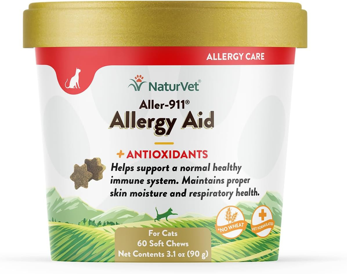 &ndash; Aller-911 Allergy Aid plus Antioxidants for Cats &ndash; 60 Soft Chews | Supports Im