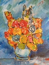 GUSTAVO BOLDRINI 1927-1987 QUADRO DIPINTO AD OLIO SU TELA 60X50 CM ANNI 60 FIRMA