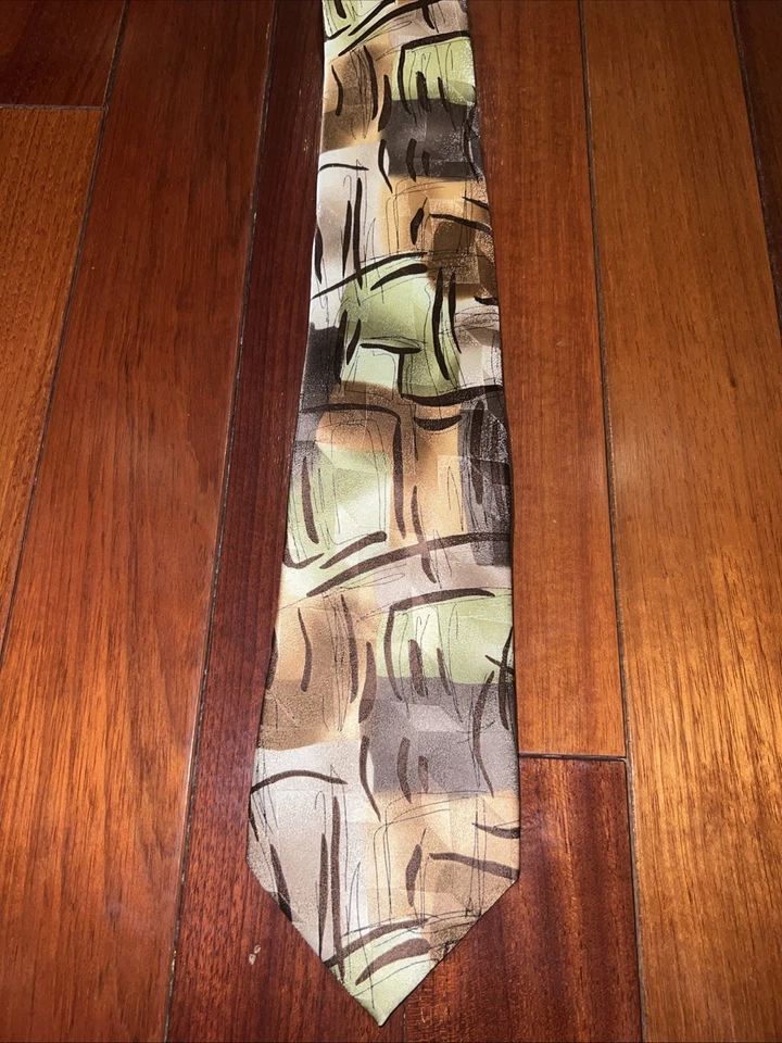 Corbata de seda Jerry Garcia para hombre colección cincuenta y cuatro, escamas verde, beige, gris Foto 2 de 3