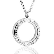 30Mm Living Floating Charm Memory Locket Necklace, 316 Surgical Stainless Steel