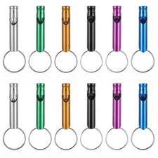 12 Pcs Aluminum Emergency Whistles with Keychain for Hunting Outdoor Sports