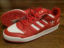 Size 9.5 adidas Mens Shoes Red White Originals Forum Low CL new with box HQ1495