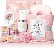 Mother  s Day Gifts for Women Spa Self Care Gift Basket with Blanket Set