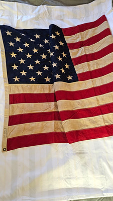 Vintage 1960 US American Flag 50 Star All-Cotton w/ Grommets 3'6'' x 5'11''
