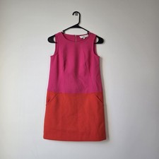 LOFT WOMEN'S A-LINE KNEE LENGTH DRESS SLEEVELESS ZIPPER CLOSURE MULTICOLOR SZ6