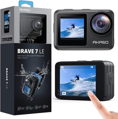 AKASO Brave 7 LE Action Camera, IPX7 Waterproof Navitve 4K 20MP WiFi Sports Vlog