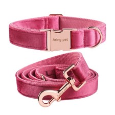 Velvet Dog Collar Leash Set Soft Adjustable Collars Puppy Pet Walking Lead