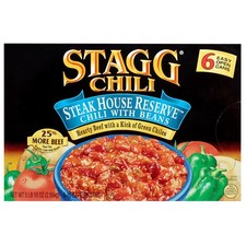 Stagg Steakhouse Reserve Chili with Beans, 15 oz Cans, 6-pack, Total 90 oz