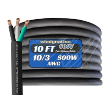 10 Feet 10/3 10 AWG SOOW SO Cable Cord Wire - 10 Gauge 3 Conductor 600V Porta...