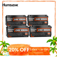 24V 100Ah LiFePO4 Lithium Battery 2560Wh Deep Cycle Solar Marine Yacht RVs Pack