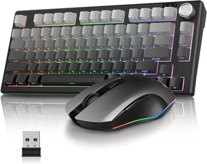 K75 75% Clavier et souris Membrane sans fil,3-Mode 2.4G/BT/USB-C,US Côté mise en page