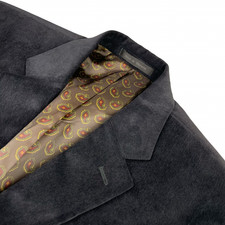 Chaps Ralph Lauren Men's Corduroy 2-Button Paisley Lined Blazer Black 42R