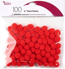 CousinDIY Pom-Poms .5" 100/Pkg-Red - 5A002F8L-00777