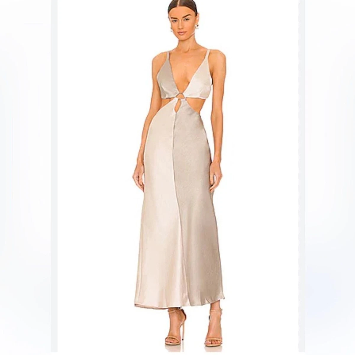 fit and flare bridal shower dress Bec + Bridge Beige Farah Cowl Dress UK 16