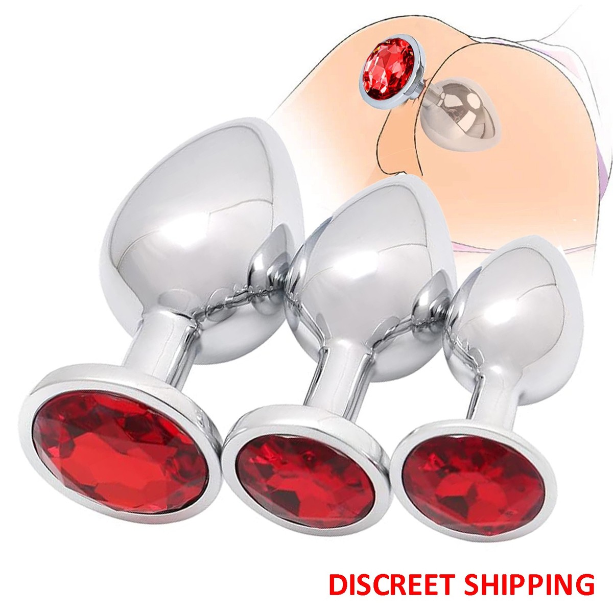 putting anal plug Anal Butt Plug STAINLESS Anal Plug Prostate Massager Jewel Sex Toy S/M/L  3Pc Set