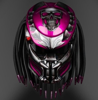 CUSTOM CHOPPER HELM MOTORRAD PREDATOR PINK SKULL ( DOT & ECE ZERTIFIZIERT)