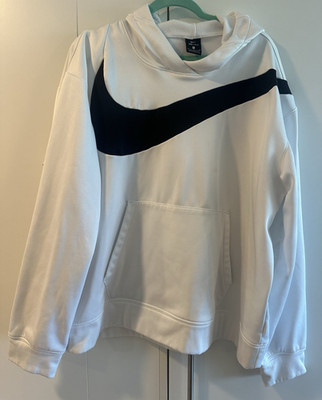 Nike Dri-FIT Men's XL Pullover Hoodie Colorblock White/Black Logo Fleece Pockets