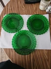 Vintage Anchor Hocking "Bubble" pattern glass plate in Forest Green 9" Lot Of  3
