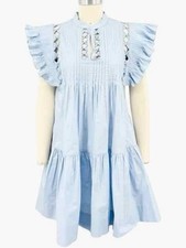 Sea New York light pale blue dress with flutter sleeves great preowned condition