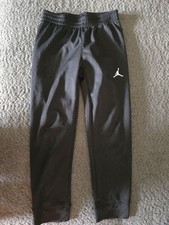 Jordan Boys Jumpman Logo Black Fleece Sweatpants, Elastic Waist, 8-9 Years