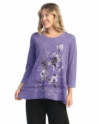 Jess & Jane Ballet Mineral Washed Cotton Layered Top Purple