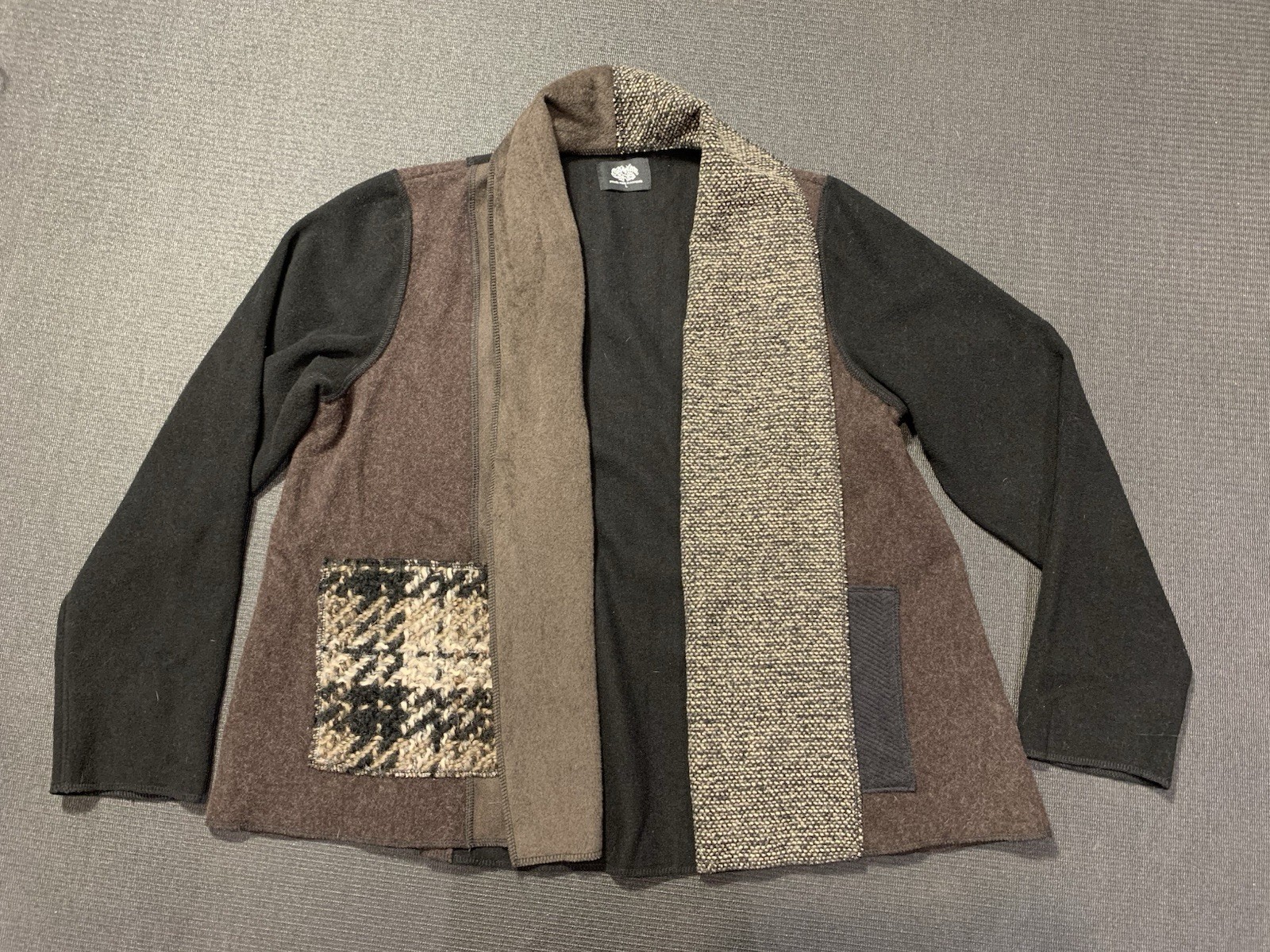 Cameleon Patchwork Large Wool Cardigan Jacket Bro… - image 1