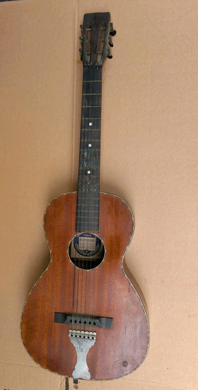 Supertone 6 String Acoustic Guitar . Parlor Guitar