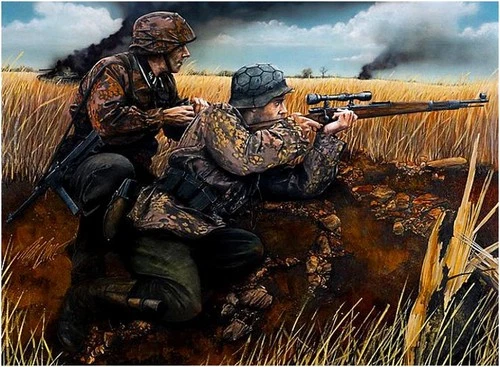 WW2 WWII German ELITE STEEL HELMET CAMO SNIPER Military War Poster Print