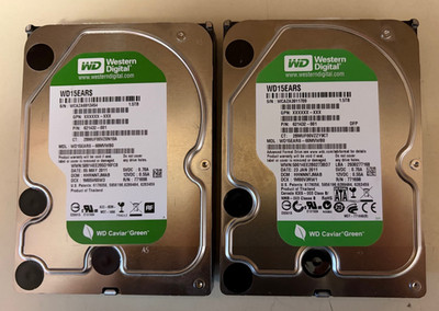 Lot of 2 1.5Tb WD15EARS 3.5'' 5.4K RPM Desktop SATA Hard Drive Tested Good