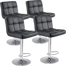 DUMOS Bar Stools Set of 4, 24 Inch Counter Height Bar Stools, Upholstered Modern