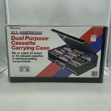 NOS Black All-American Cassette Carrying Case Hard Made in USA 24 Tapes 2061A