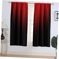Window Curtain Simple Ombre Pattern 52"W x 63"L Pack of 2 Red and Black