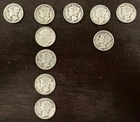 MERCURY Silver DIMES Lot of 10 1935 - 1939 Circulated Various Conditions
