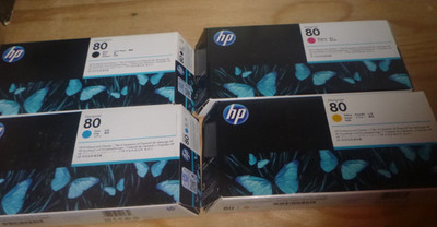 2015-20 GENUINE SET HP #80 PRINTHEADS DESIGNJET 1000 C4820A C4821A C4822A C4823A