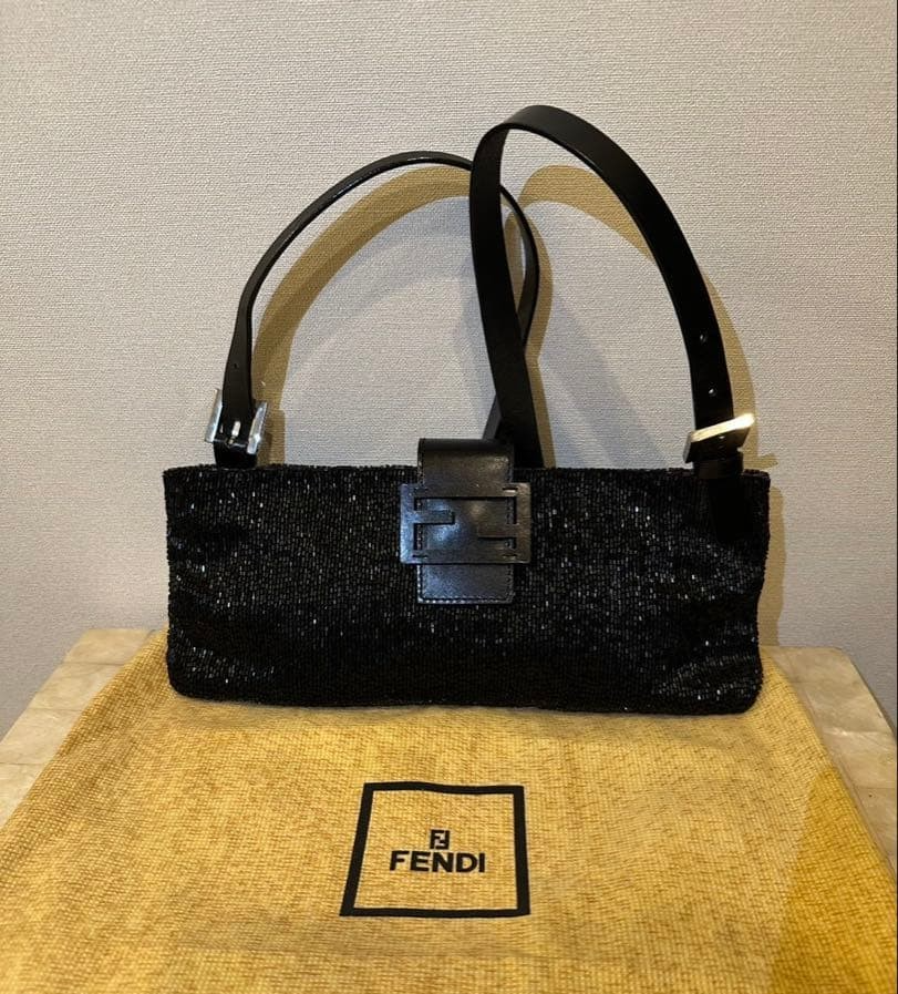 FENDI Baguette Black Beaded Shoulder Bag Handbag | eBay