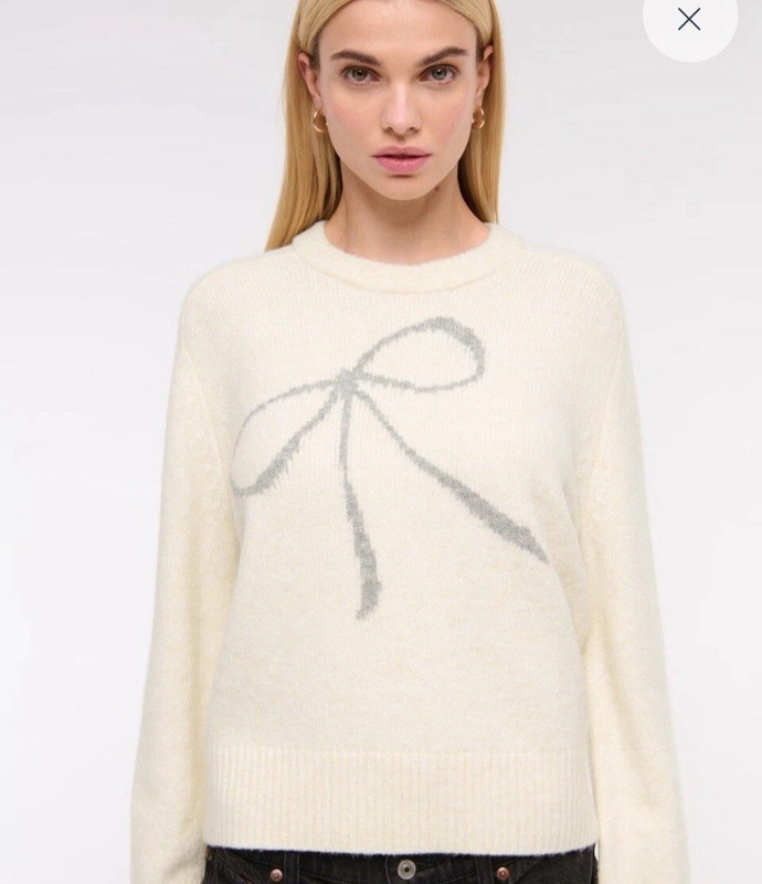 Abercrombie & Fitch  A&F Sweater Size L Cream NWT New BOW Large soft top ls