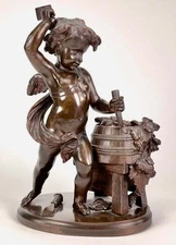 Antique French Patinated Bronze Cherub Putto Signed Jamyot 19th C Superb