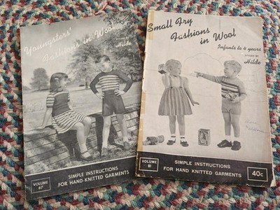 40's and 50's Vintage Knit Pattern Books Young Fashions #67, Small Fry #81 HILDE