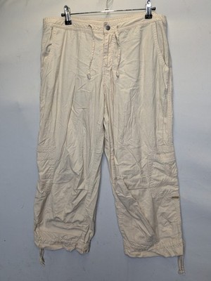 Prana Women's Medium Beige Capris Cargo Pants With Pull Strings 6065