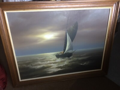 RICK GONZALEZ - Filipino Artist Large Maritime Sailboat Seascape