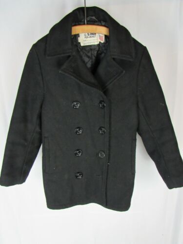 Schott 7331 714Us Long Melton Pea Coat Navy Size M Wool Schott 7331 714Us Long Melton Pea Coat Navy Size M Wool