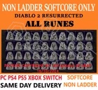 NON LADDER ALL RUNES DIABLO 2 RESURRECTED ITEMS D2R ✅ PC PS4 PS5 XBOX SWITCH ✅