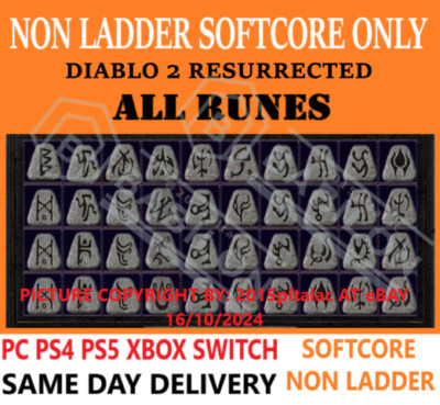 NON LADDER ALL RUNES DIABLO 2 RESURRECTED ITEMS D2R   PC PS4 PS5 XBOX SWITCH  