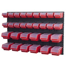 Wandregal 1158 x 780 mm Lagersystem 30 Stapelboxen mit Deckel Rot