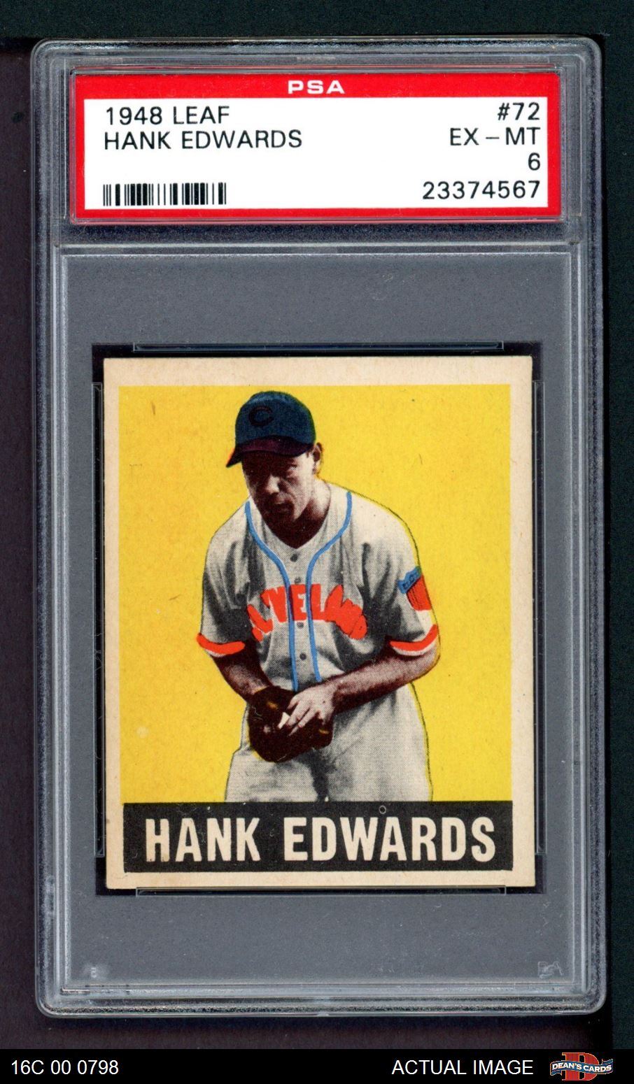 1948 Leaf #72 Hank Edwards Indians PSA 6 - EX/MT